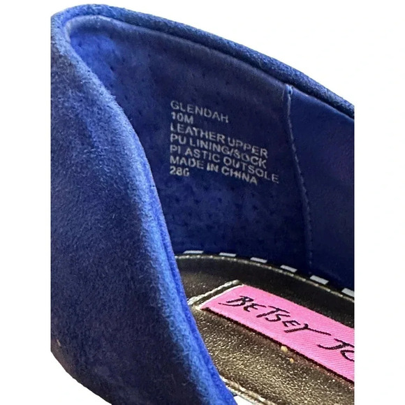 Betsey Johnson Glendah Women's Blue Peep Toe Gold Studded Wedding Heels Size 10M - Picture 8 of 9